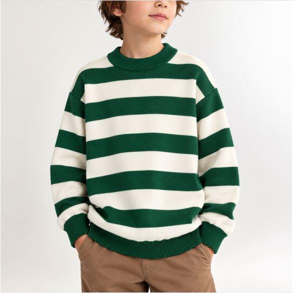 BOY’S STRIPED CREWNECK KNIT SWEATER Thumbnail 1