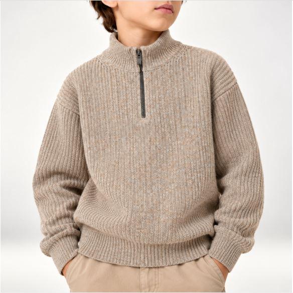 BOY’S RIBBED QUARTER-ZIP KNIT SWEATER Thumbnail 1