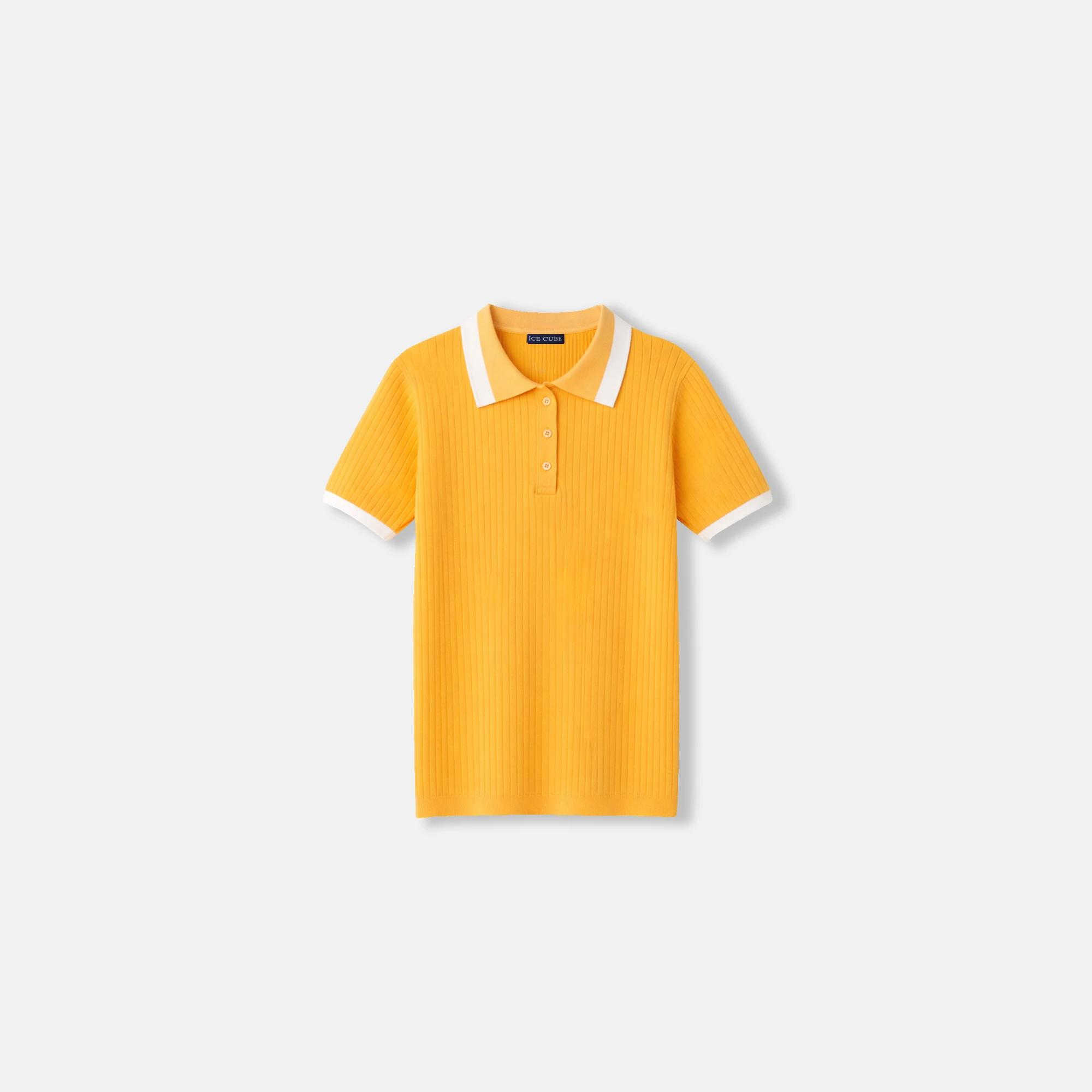 Women’s Contrast Trim Ribbed Knit Polo - Short Sleeve product image