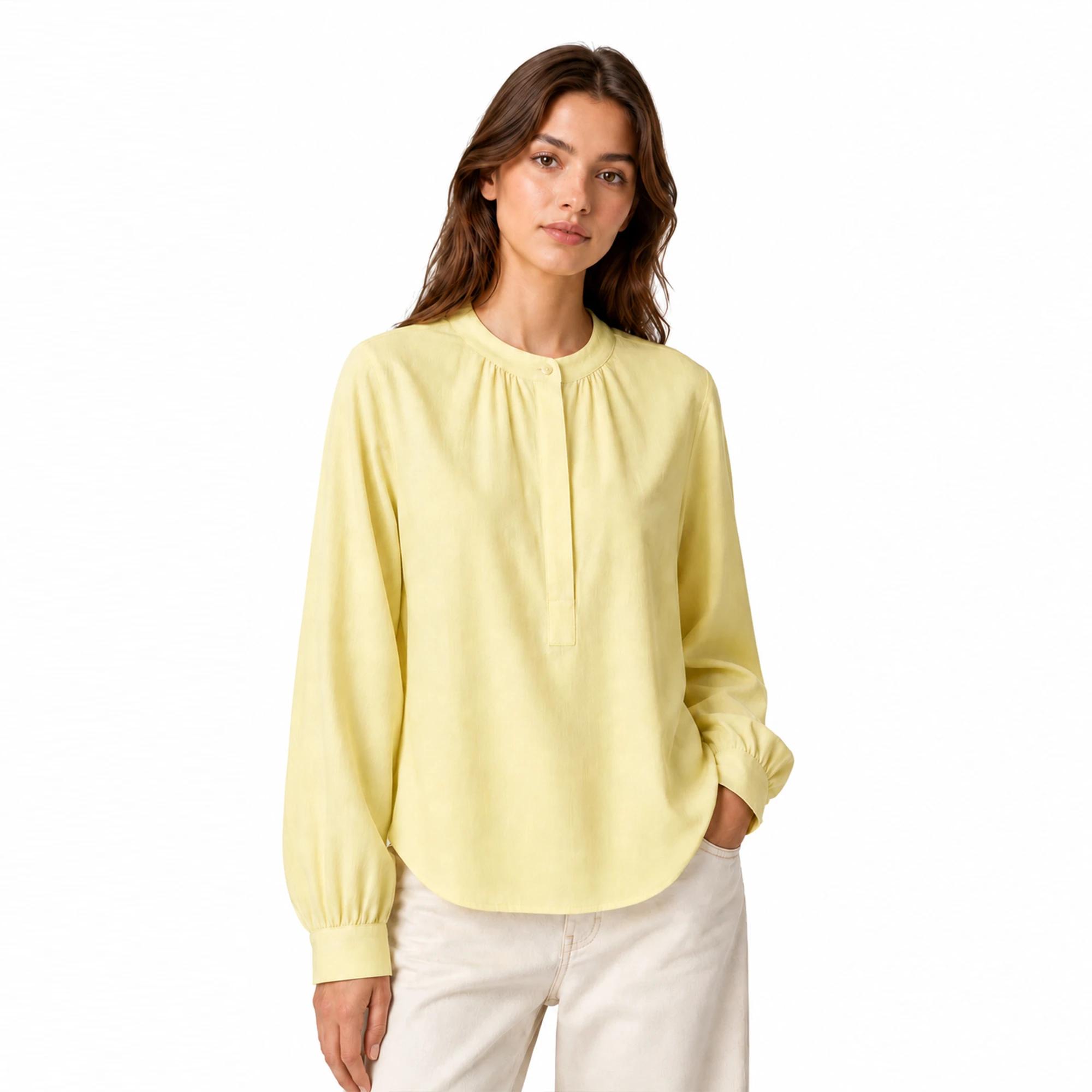 Women's Band-Collar Pleated Pullover Shirt product image