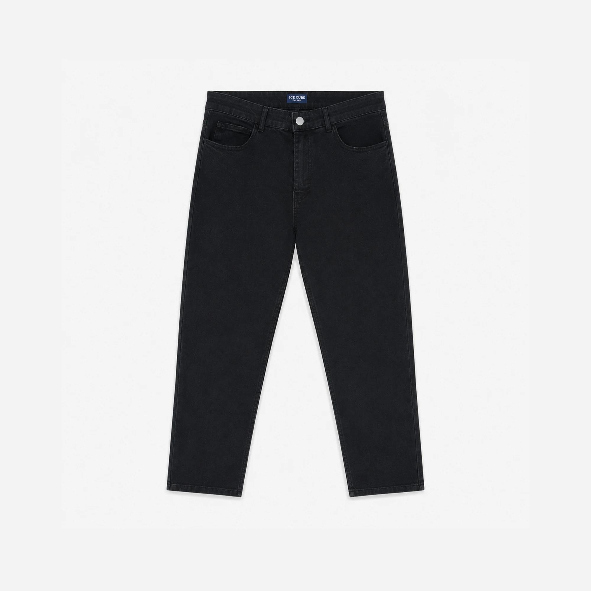 Men's Solid Black Straight-Fit Denim Jeans product image