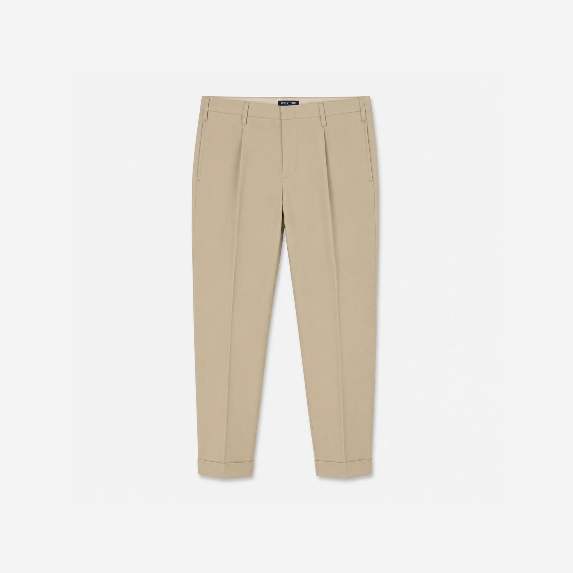بنطلون رجالي قطني مطوي بحافة مطوية product image