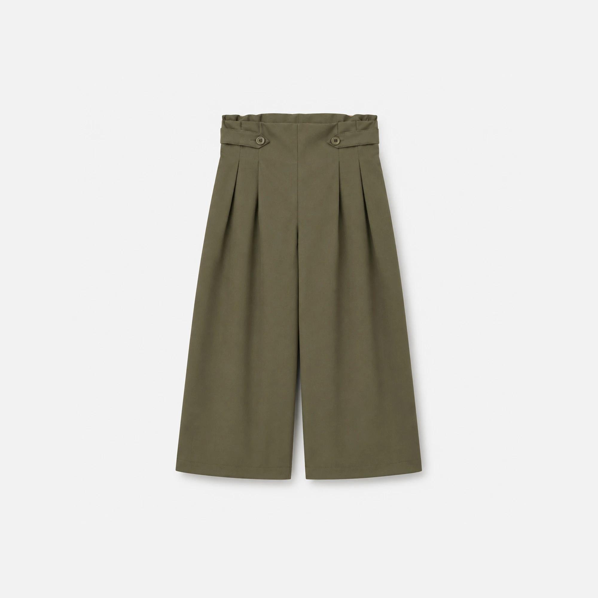 بنطلون كولوت واسع الساقين بكسرات للبنات product image