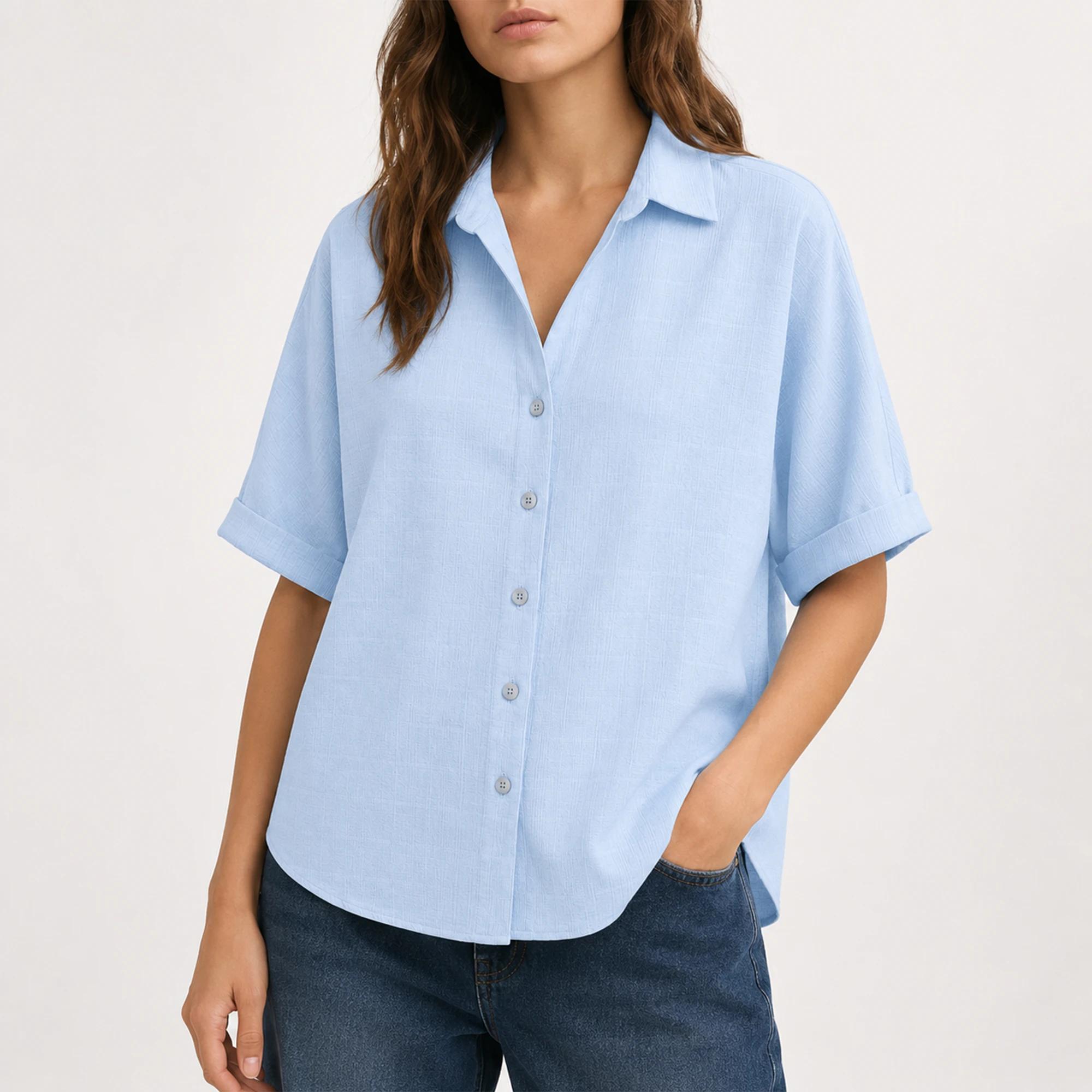 Women's short-sleeved shirt with an open collar product image