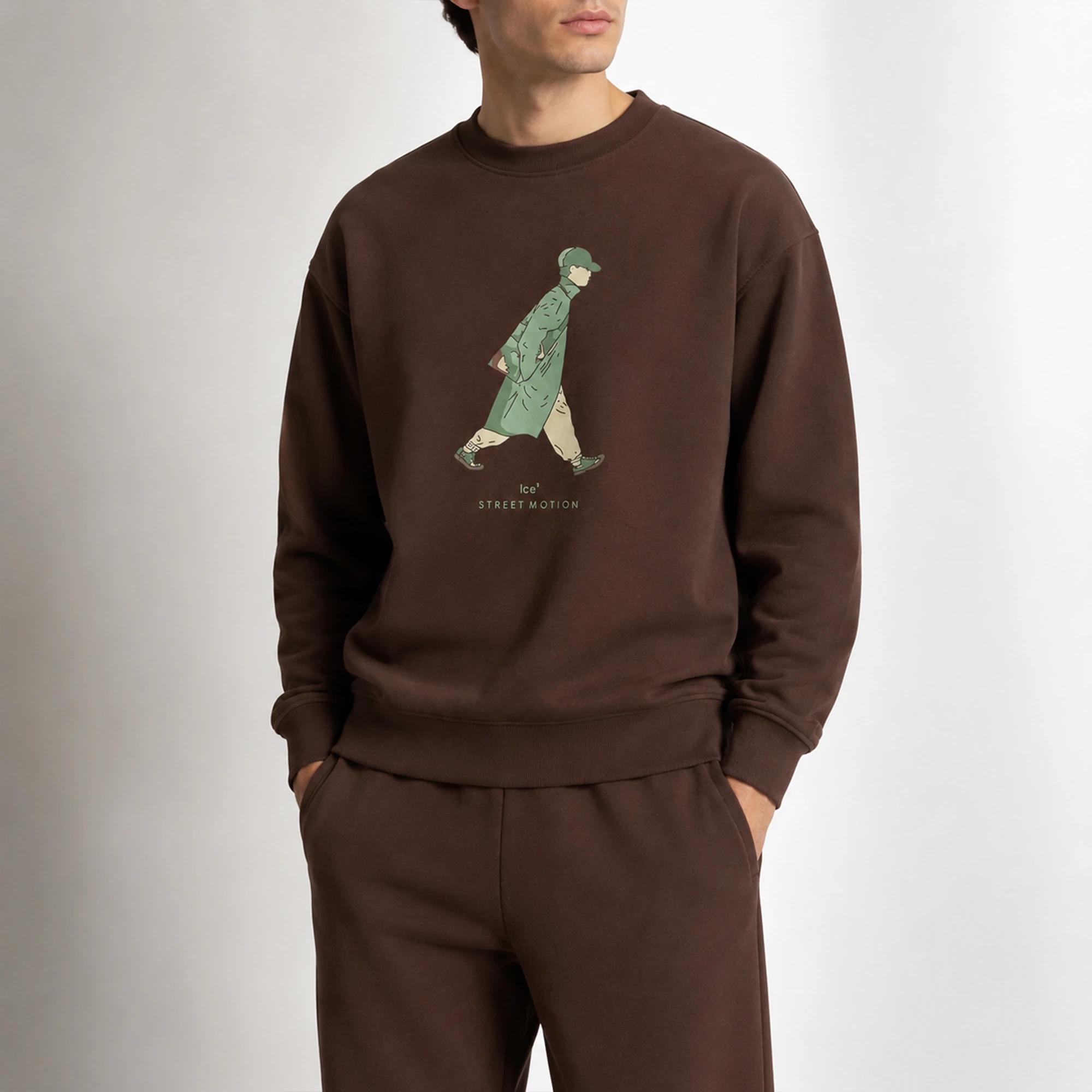 سويت شيرت رجالي بياقة دائرية وطبعة جرافيك – مزيج قطني product image