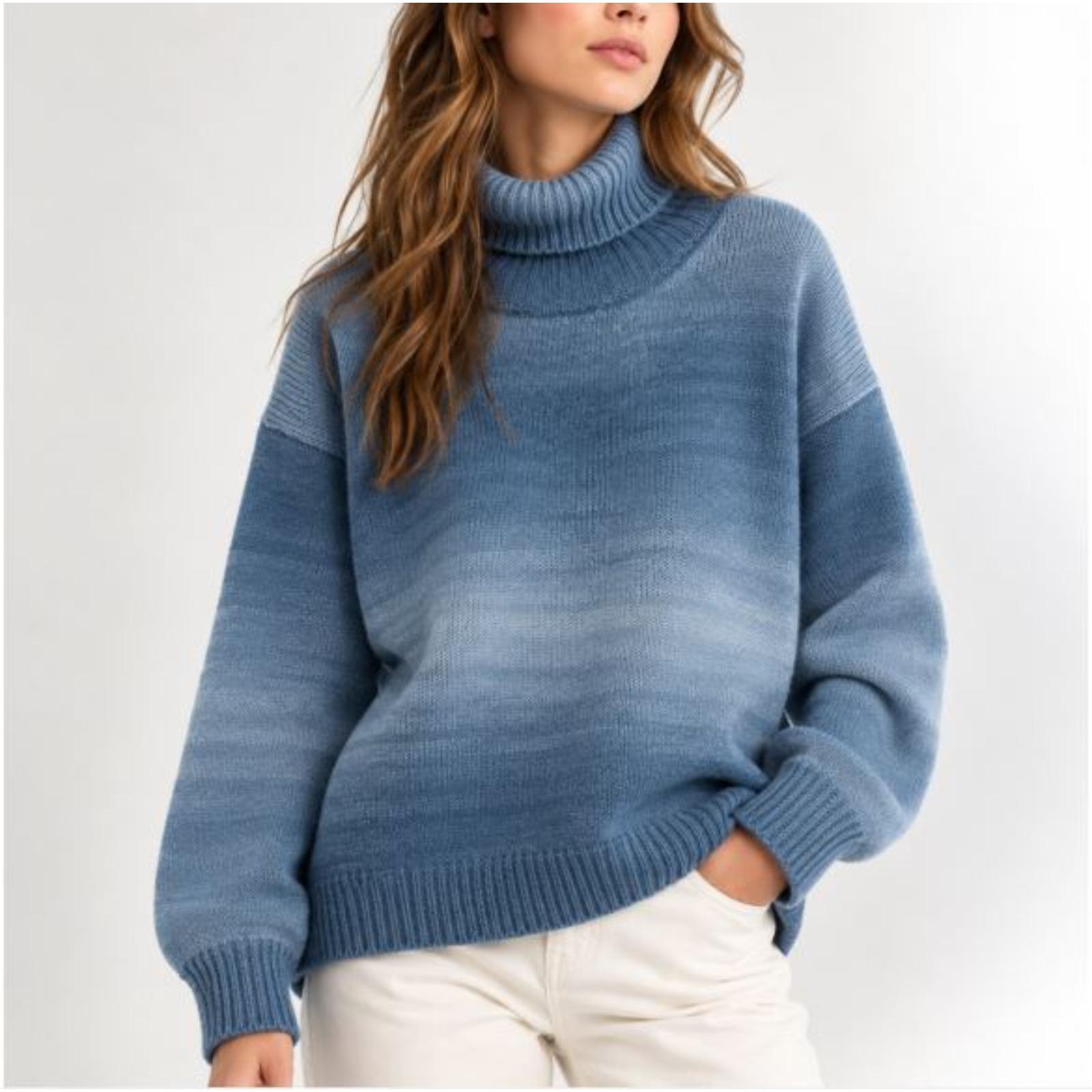 WOMEN’S OMBRE TURTLENECK KNIT SWEATER product image