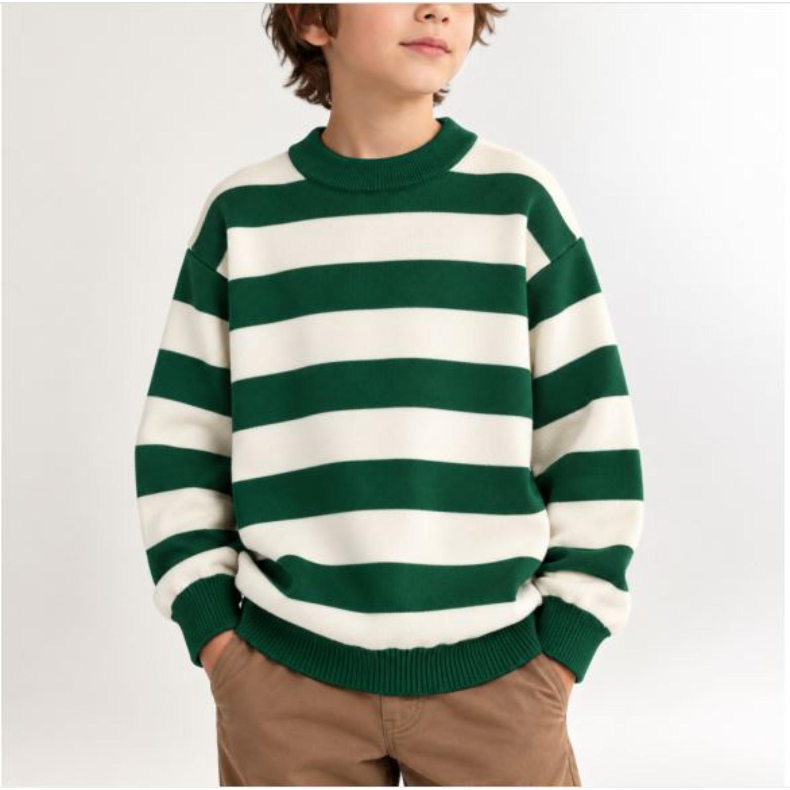 BOY’S STRIPED CREWNECK KNIT SWEATER product image