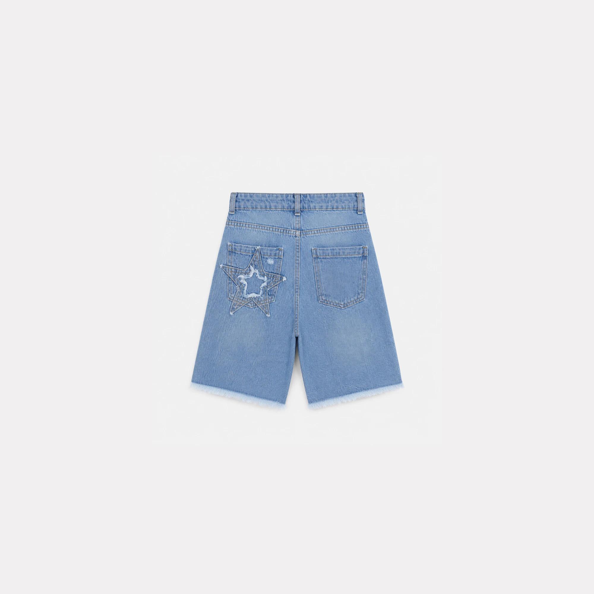 Boys Light Wash Distressed Denim Bermuda Shorts media preview 4