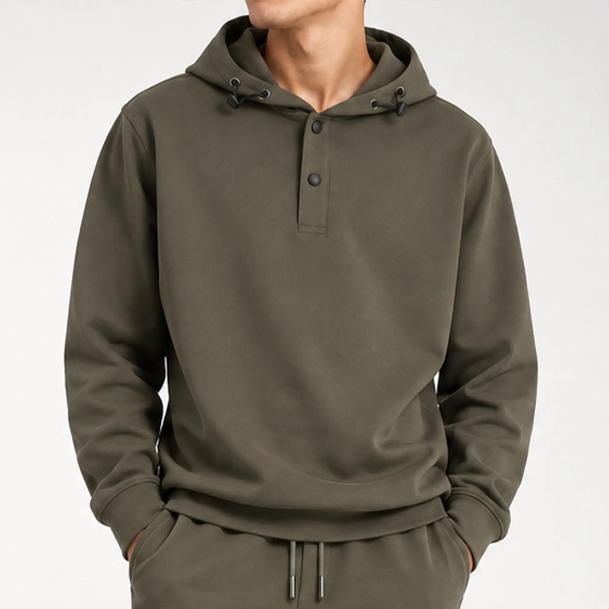 سويت شيرت رجالي بغطاء للرأس وفتحة أزرار alternative product image