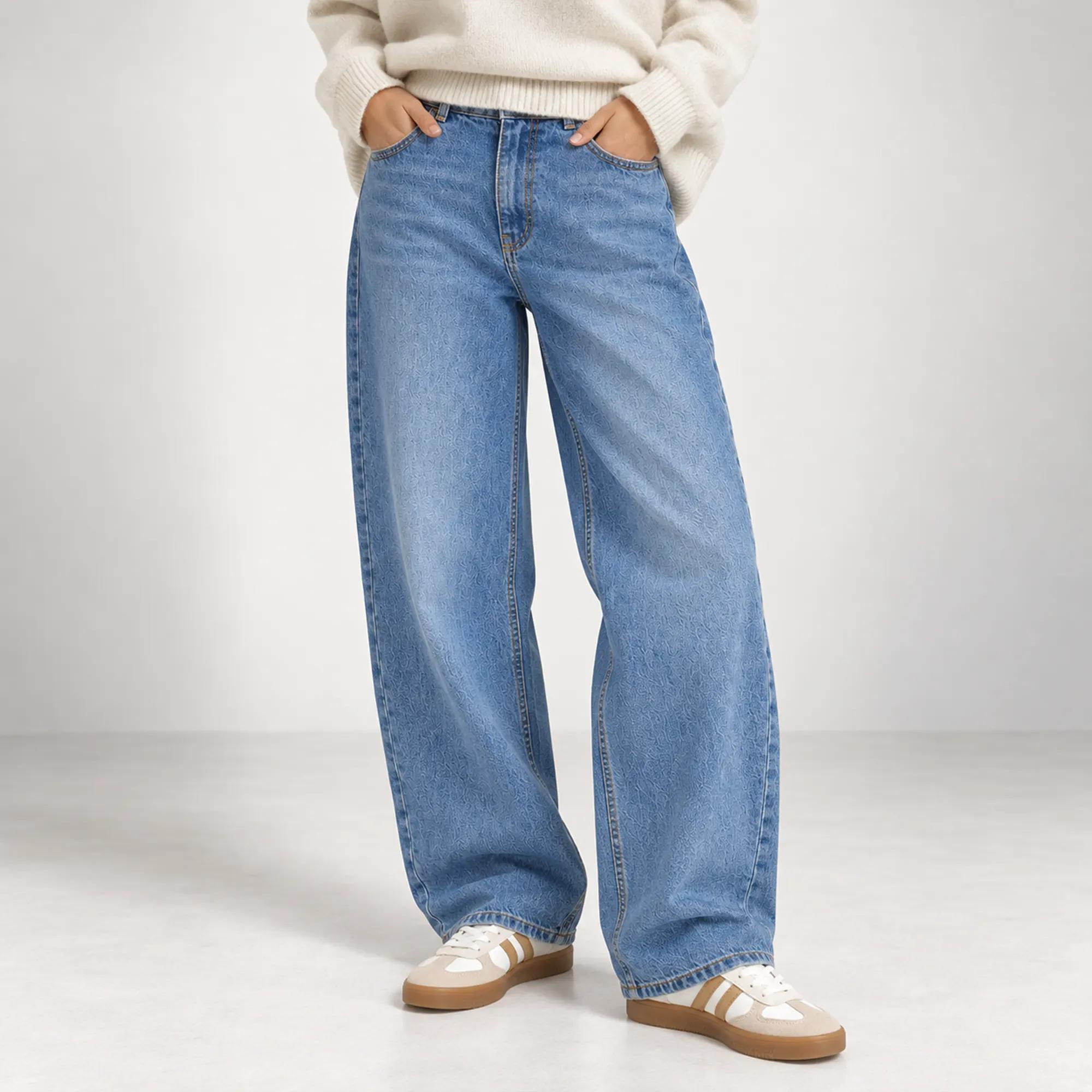 WOMEN'S HIGH-WAISTED WIDE-LEG DENIM JEANS alternative product image